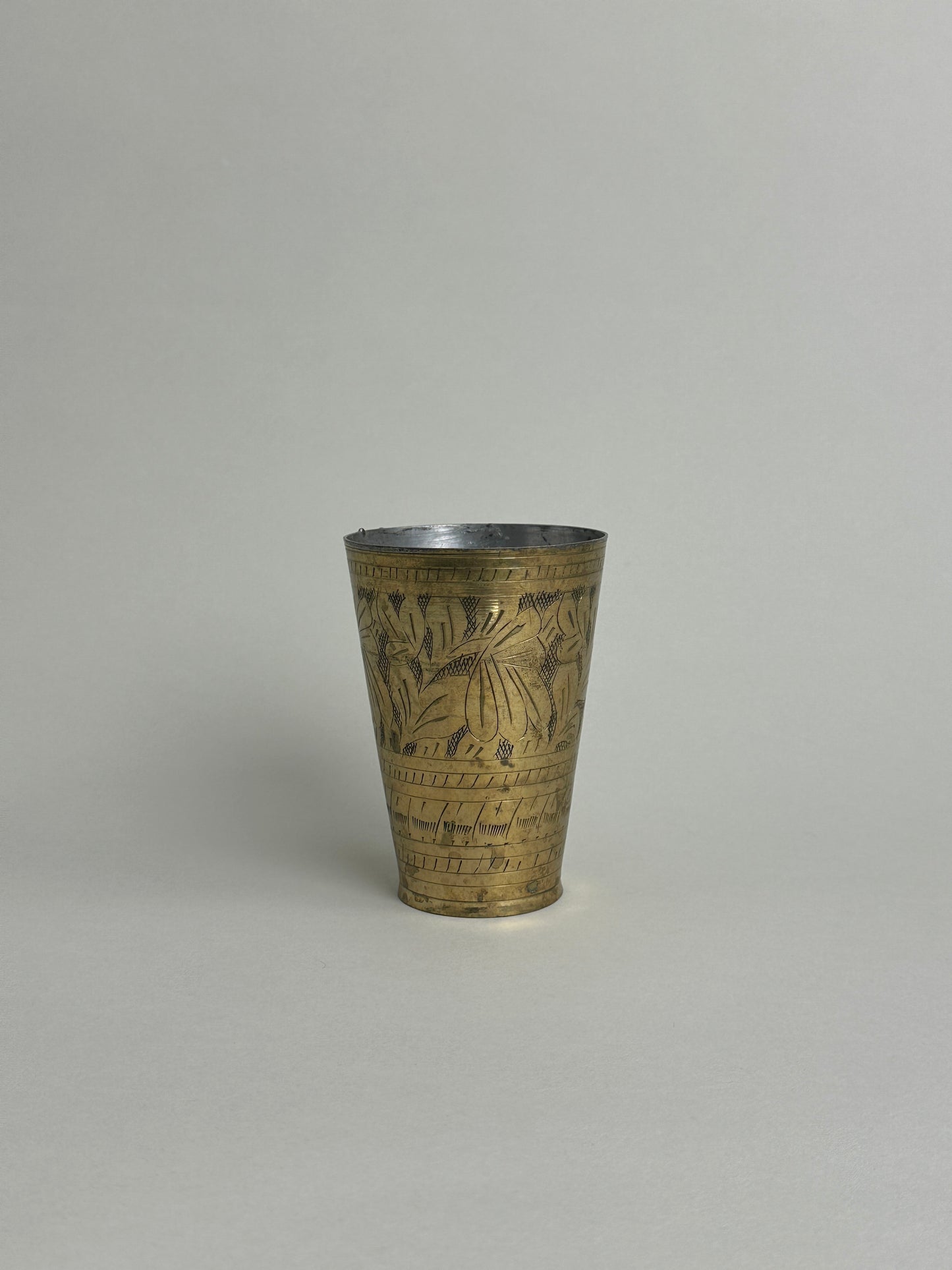 ETCHED BRASS LASSI CUP / VASE - INDIA