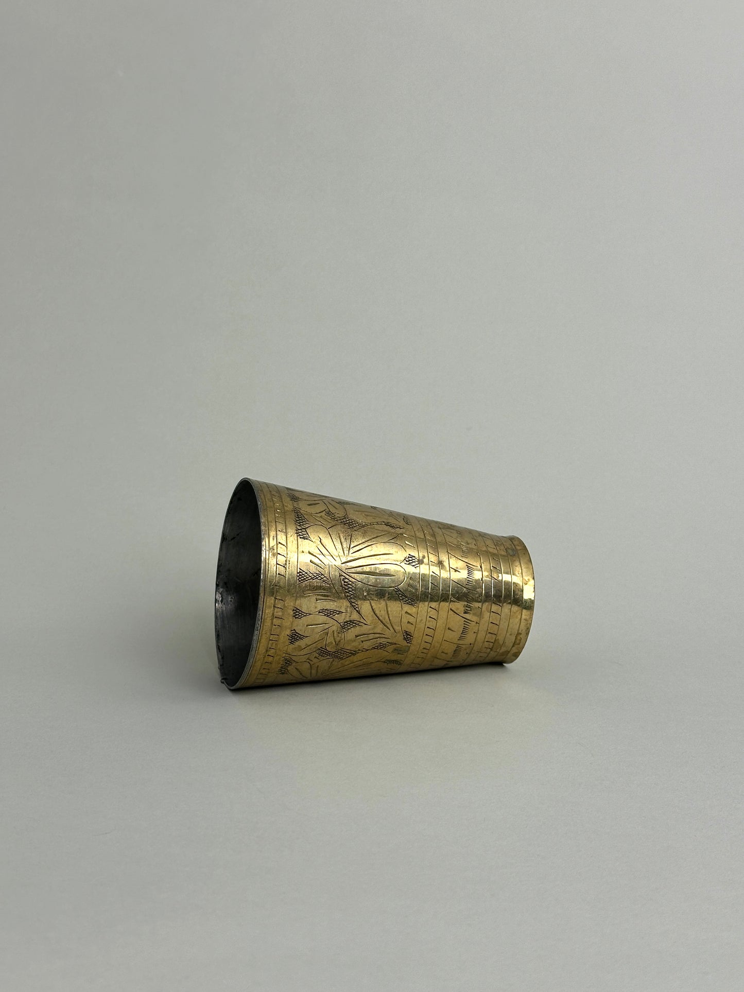 ETCHED BRASS LASSI CUP / VASE - INDIA