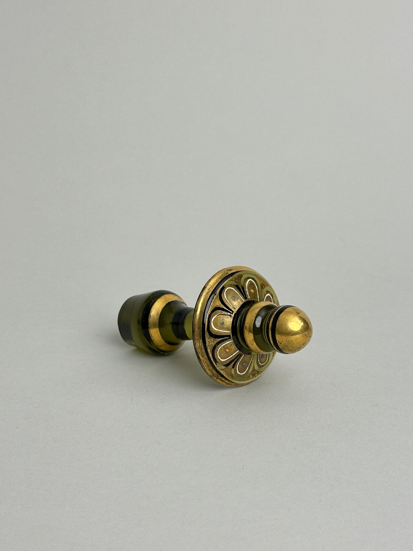 MID CENTURY PAINTED GLASS DECANTER BOTTLE STOPPER