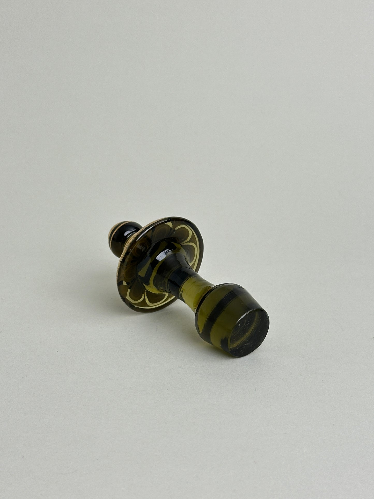MID CENTURY PAINTED GLASS DECANTER BOTTLE STOPPER